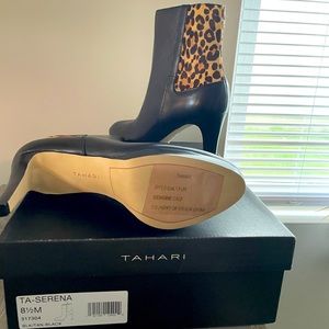 Tahari Cheetah heel ankle boots